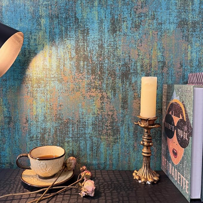 JiffDiff Vintage Metallic Peel and Stick Wallpaper Industrial Metallic Concrete by wallpaper