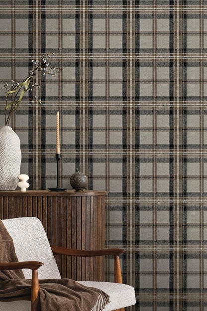 NextWall Harry & Grace Herringbone Plaid Premium Matte Non-Woven Peel and Stick - Image 2