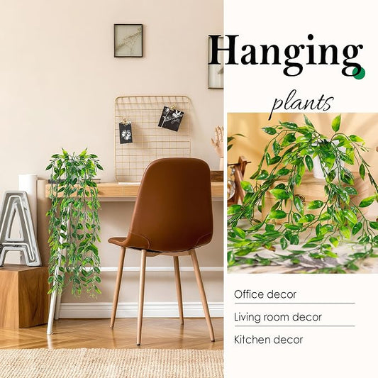 Der Rose 8Pcs Fake Plants Hanging Artificial Ivy Vine Faux Eucalyptus Hanging - Image 2