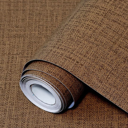 Brown Grasscloth Peel and Stick Wallpaper 17.3"x160" Faux Linen Textured by Uooar