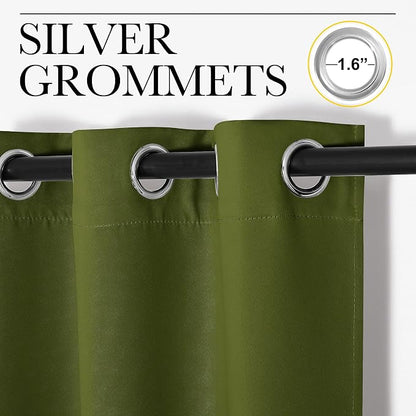 NICETOWN Olive Green Blackout Curtains 96 inches Length - Image 2