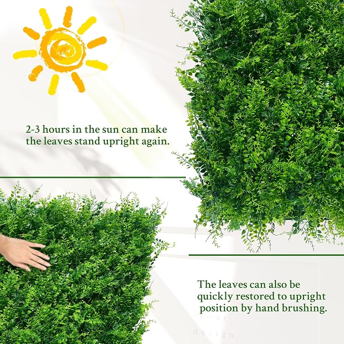 ODTORY Artificial Plants Hedge Wall Panels：54x120 Inch UV-Anti Greenery Boxwood - Image 7