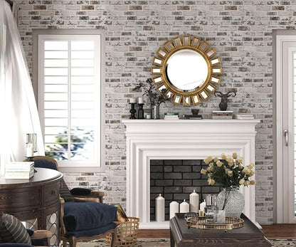 Brick Wallpaper Peel and Stick Wallpaper 17.3"x393" Grey and White 3D Brick - Image 2