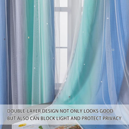 XiDi Blue Blackout Curtains for Boy Rooms Green Curtains for Bedroom Grey - Image 2