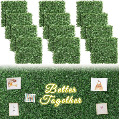 Luyue 12PCS 20”×20” Boxwood Panels, Artificial Grass Wall Panels Fake Greenery by Luyue