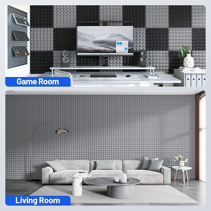 12 Pack Pyramid Sound Proof Foam Panels - Image 7