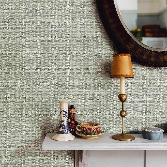 JiffDiff Grasscloth Wallpaper Peel and Stick Cream Grassweave Stick on - Image 4