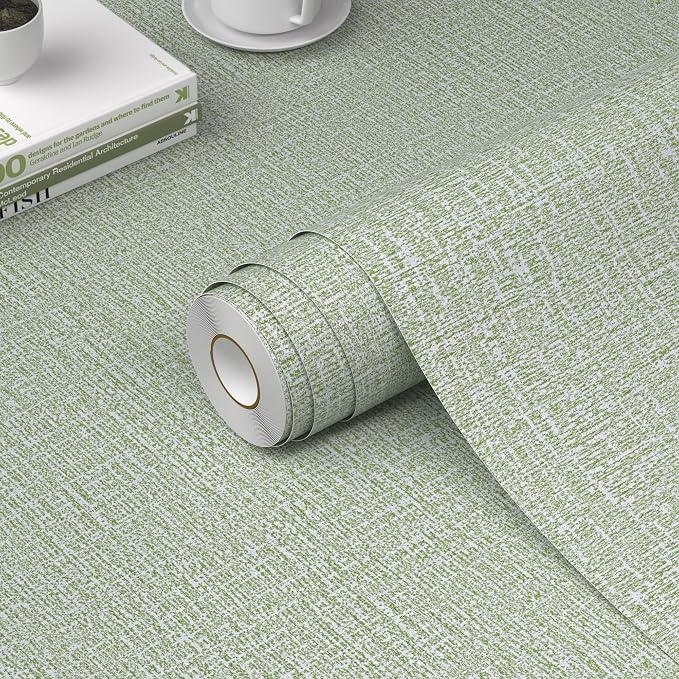 WADILE Grasscloth Peel and Stick Wallpaper 23.6in x 118in, Textured Contact by WADILE