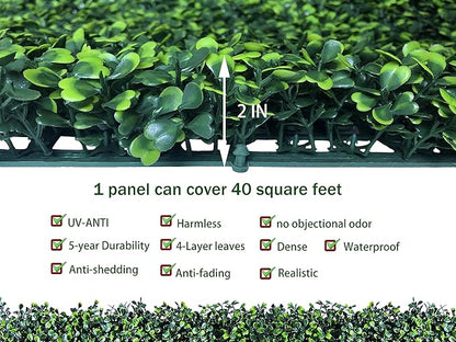 ODTORY Artificial Boxwood Roll, 48x120 in UV-Anti Faux Ivy Boxwood Hedge Leaf - Image 3