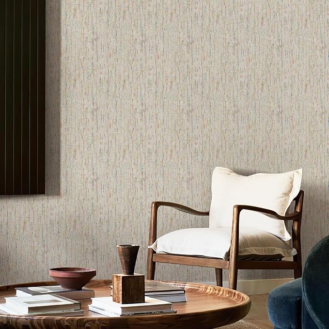 JiffDiff Woven Wallpaper Peel and Stick 17.3" x 120" Colorful Paint Grasscloth - Image 3