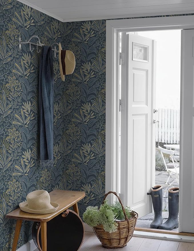 Safiyya Blue Vintage Floral Wallpaper Peel and Stick Contact Paper 17.3" x - Image 4