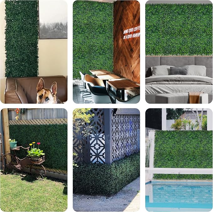Artificial Boxwood Panels: 20"x 20" 4-Layer Leaf UV-Protected Grass Wall - Image 6