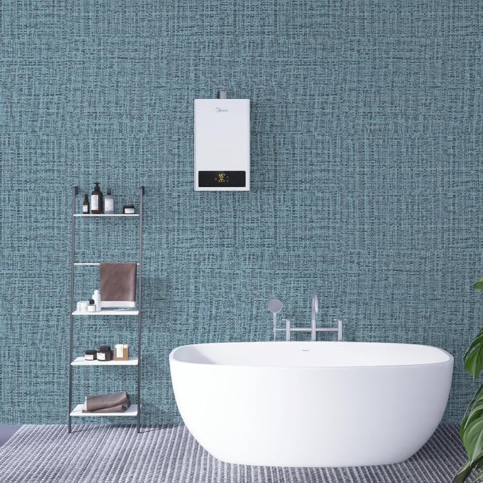 TANONE Blue Contact Paper Peel and Stick 15.8 in X 394 in, Grasscloth Wallpaper - Image 5