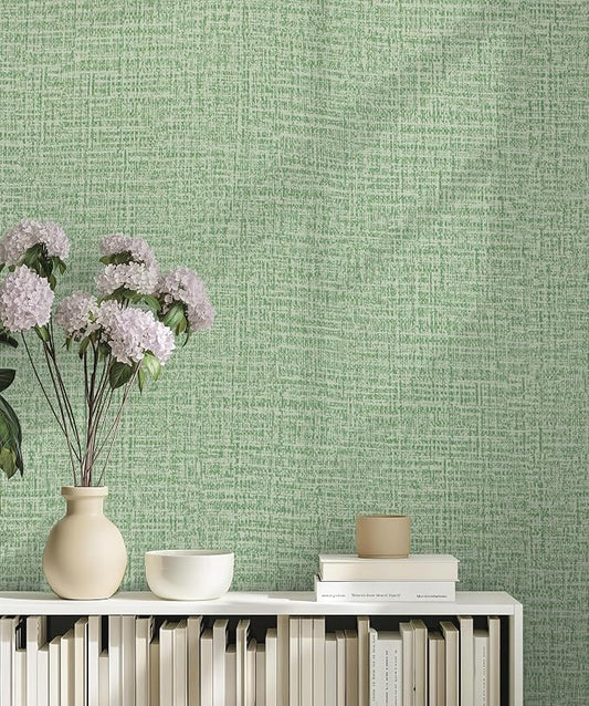 Guvana Grasscloth Peel and Stick Wallpaper Green Textured Contact Paper Modern - Image 2