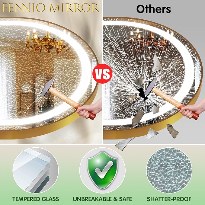 FENNIO Full Length Mirror with Lights, Free Standing Lighted Floor Mirror - Image 4