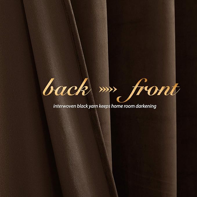 NICETOWN Brown Velvet Curtains, Thermal Insulated Sound Reducing Heavy Matt - Image 4