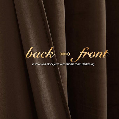 NICETOWN Brown Velvet Curtains, Thermal Insulated Sound Reducing Heavy Matt - Image 4