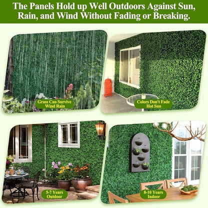 25Pcs Artificial Grass Wall Panels 10" X 10" Greenery Backdrop UV-Protected - Image 7