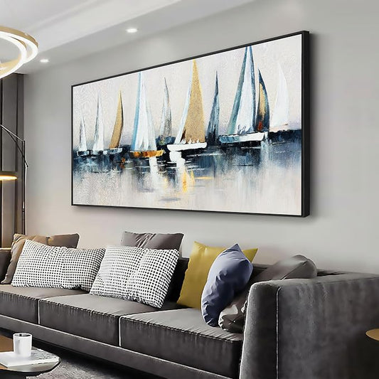 Canvas Wall Art Abstract Wall Decor Sailboat Picture Framed Artwork Modern by VHMING
