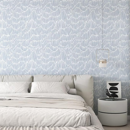 Theper Blue Wallpaper Peel and Stick Modern 17.3"×197" Boho Striped Wall Paper - Image 4