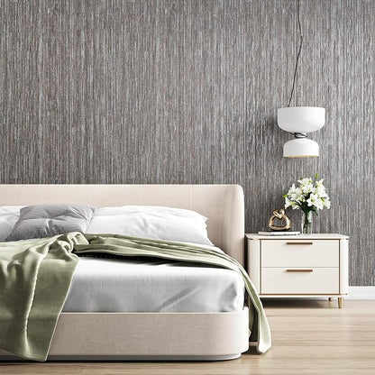 VEELIKE Lustre Brown Grasscloth Peel and Stick Wallpaper Textured Grasscloth - Image 6