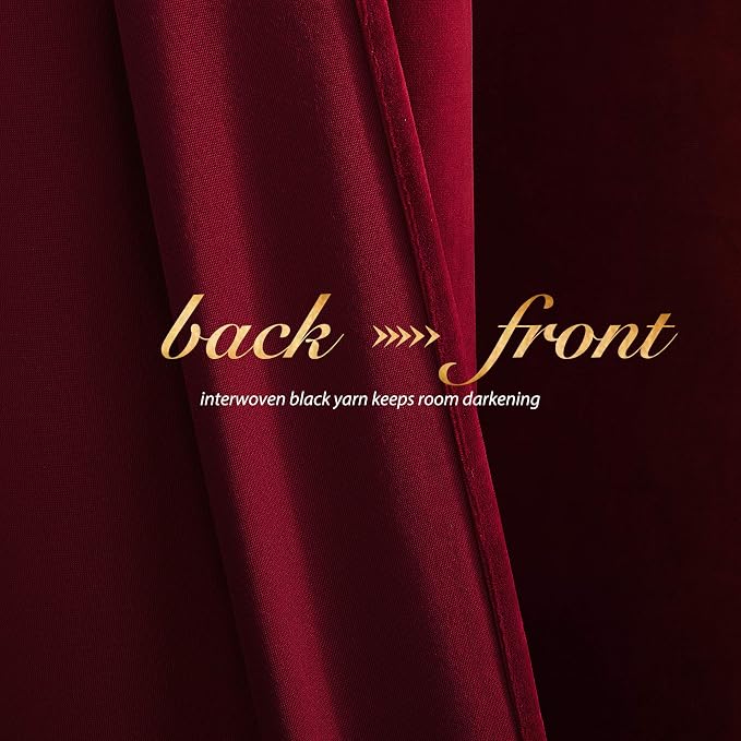 NICETOWN Red Velvet Curtains and Drapes 54 inches Long - Image 4