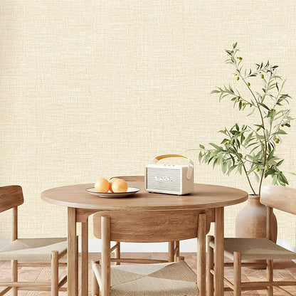 Amiya Grasscloth Cream Wallpaper 17.3"x120" Peel and Stick Beige Faux Fabric - Image 7