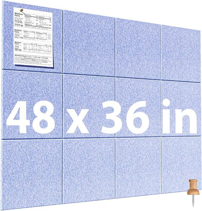 MaxGear Large Cork Board for Wall 48" x 36" Light Blue Bulletin Board, 12 Pack by MaxGear