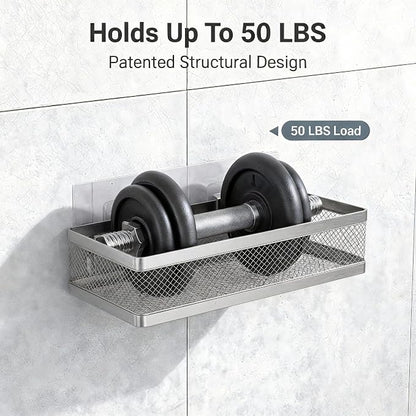 PUSDON Mesh Shower Caddy Wall Mount, Heavy Duty Adhesive Bathroom Shelf - Image 5
