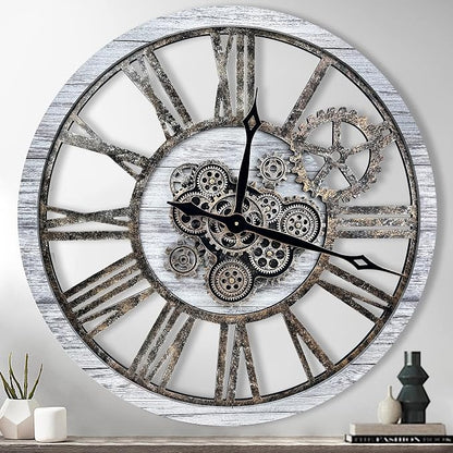 The B-Style Large Real Moving Gears Wall Clock 30 inch Rustic Retro Industrial by TheB-StyleTB