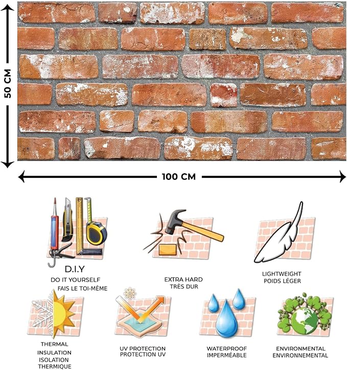 Dundee Deco 3D Wall Panels Faux Brick - Image 3