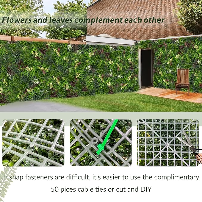Artificial Grass Wall Boxwood Plant Panel: 20"x20" UV Resistant Green Leaves - Image 4