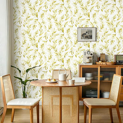 Livebor Leaf Peel and Stick Wallpaper Olive Leaf Contact Paper17.7in x 196.8in - Image 2