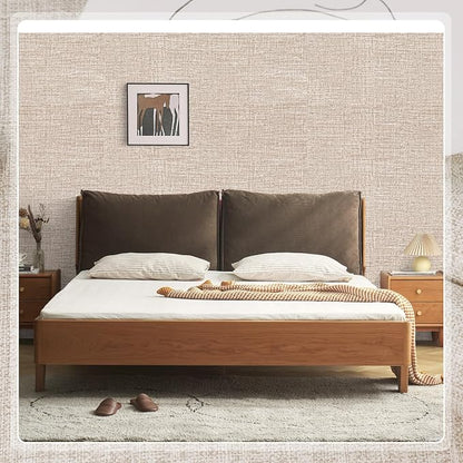 Amiya Grasscloth Khaki Wallpaper Peel and Stick Tan Faux Fabric Linen Contact - Image 6