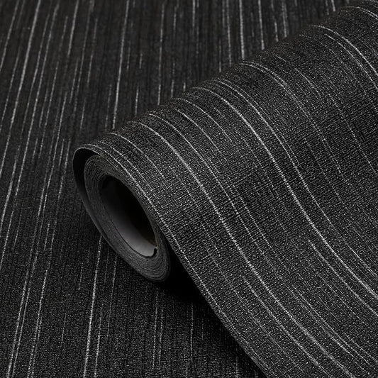 Black Grasscloth Peel and Stick Wallpaper Texture Contact Paper A Set of 15.7" by Biyoeepeelstickwallpaper