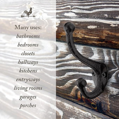 Rustic Cast Iron Coat Hooks Wall Mounted Farmhouse Decorative Wall Hooks - Image 7