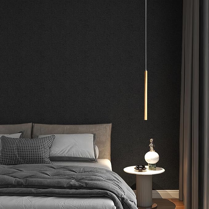 Fititem Black Peel and Stick Wallpaper 1180inL 17.3inW Black Contact Paper - Image 6