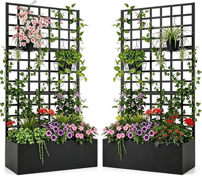 Metal Planter Box with Trellis, Planter Box Trellis with Privacy Screen and by UPHYB