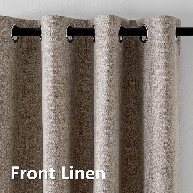 IGEMAEVE Linen Blackout Curtains 84 Inch Length 2 Panels Set, 100% Black Out - Image 6