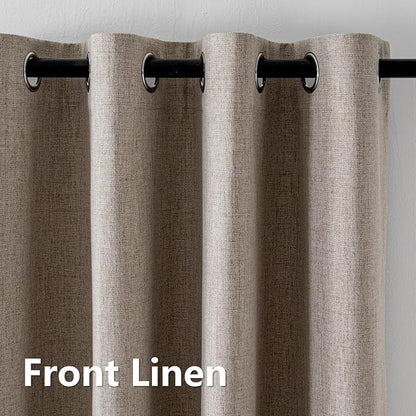 IGEMAEVE Linen Blackout Curtains 84 Inch Length 2 Panels Set, 100% Black Out - Image 6