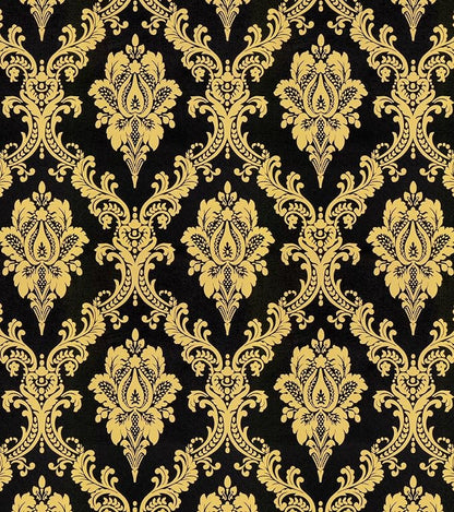 Peel and Stick Wallpaper Black and Yellow Damask Wallpaper - Image 9