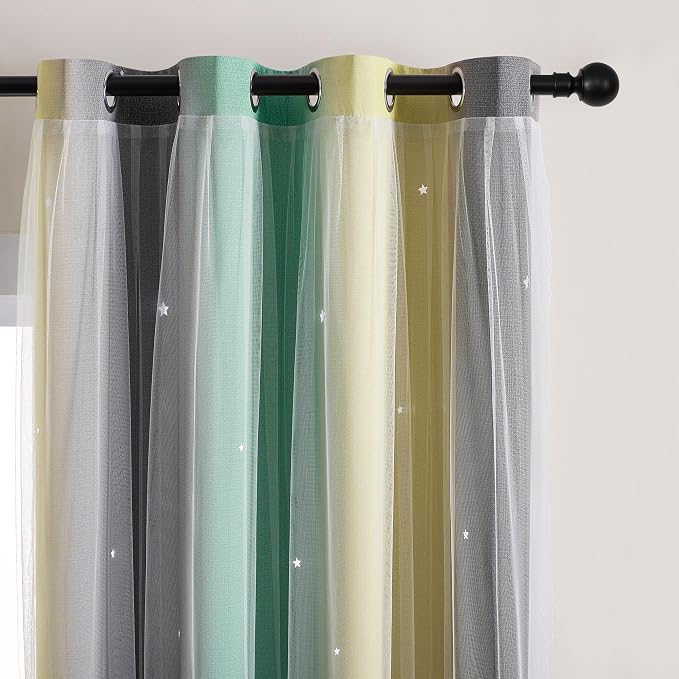 XiDi Yellow & Rainbow Curtains for Kids & Girls Room - Image 2