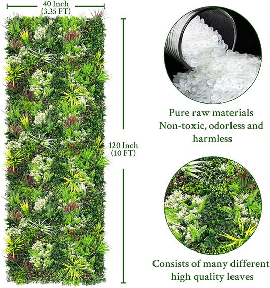 ODTORY Artificial Plant Wall Panels: 40"×120" UV-Anti Faux Grass Wall Backdrop - Image 2