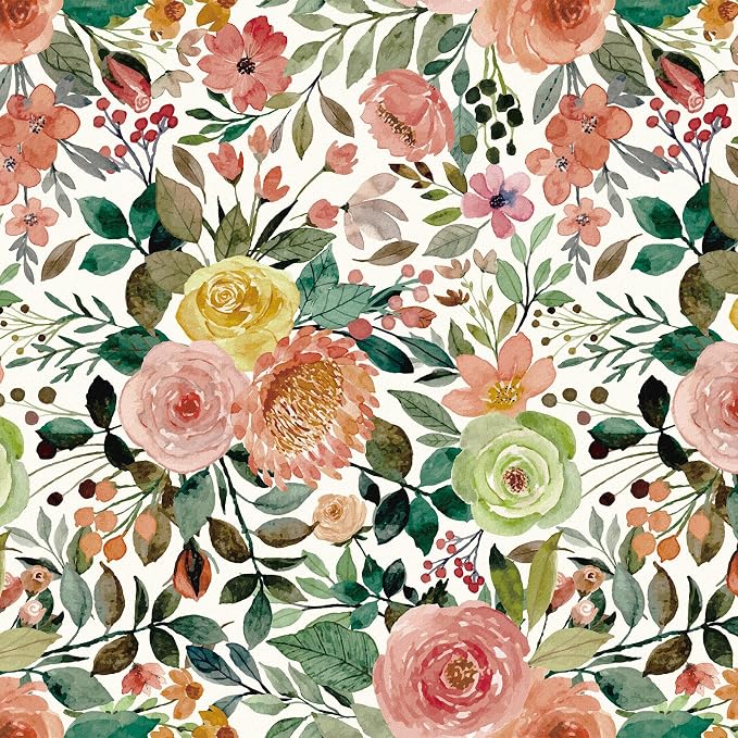 JiffDiff Floral Wallpaper Peel and Stick Pink Floral Wall Mural Removable Peony by wallpaper