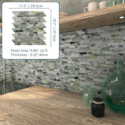 SUNWINGS 5-Sheet Peel and Stick Mosaic Natural 3D Stone Self Adhesive Marble - Image 2