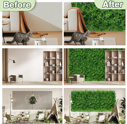 Greenery Faux Grass Wall Backdrop: 80"x120" UV-Anti Artificial Green Boxwood - Image 5