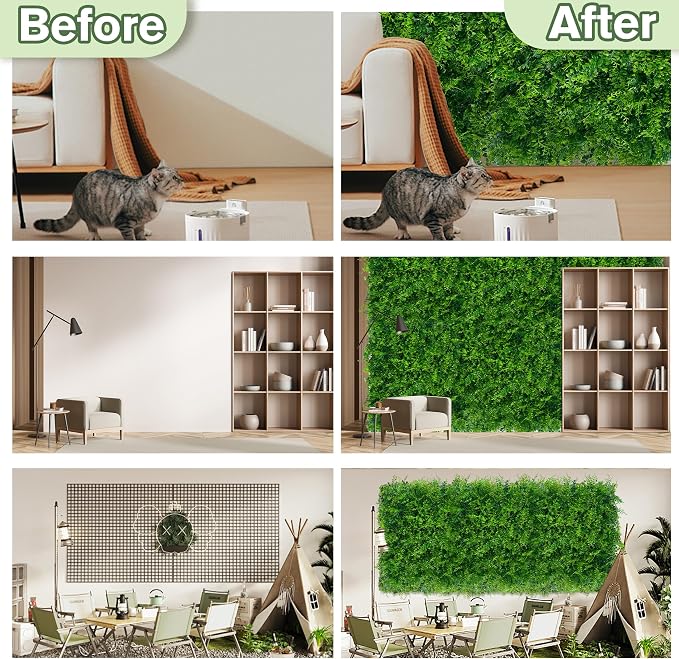 Greenery Faux Grass Wall Backdrop: 48"x128" UV-Anti Artificial Green Boxwood - Image 5