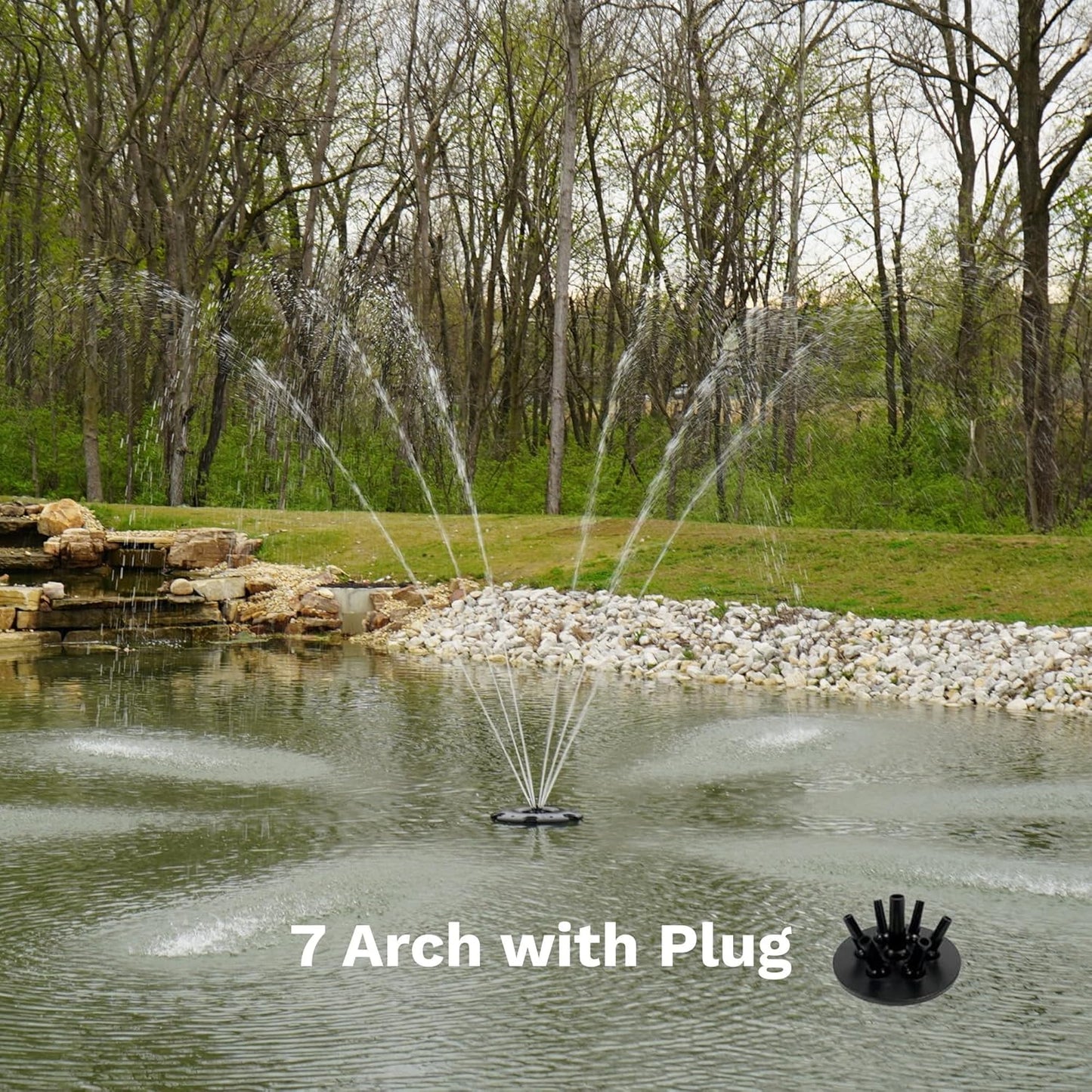 HALF OFF PONDS Floating Fountain – 1.75 HP Pond Aerator with 200' Cord – 14,800 GPH Water Pump – 11 Spray Patterns - Energy-Efficient – for Large Ponds, Lakes & Water Gardens