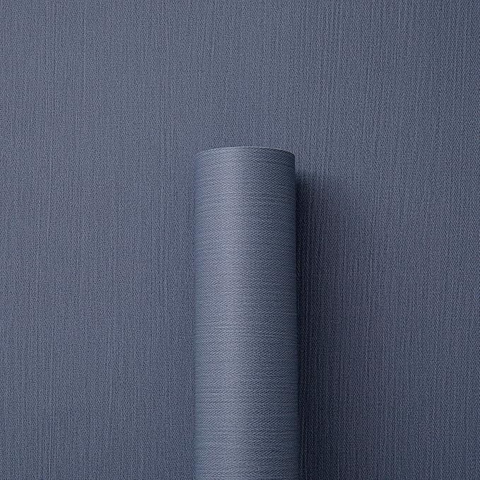 Haimin Fabric Wallpaper Textured Contact Paper Navy Blue Peel and Stick Faux - Image 3