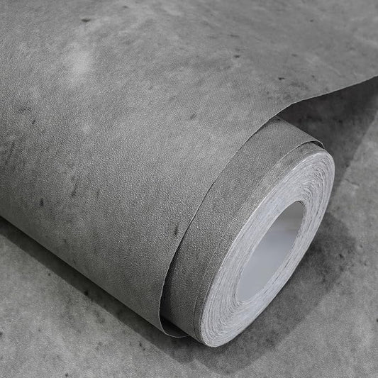 WADILE Dark Gray Concrete Wallpaper 15.7 in * 354 in, Cement Contact Paper 3D by WADILE